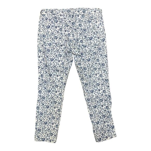 J. Crew Blue White Floral Pattern Toothpick Skinny Jeans Size 32 Stretch EUC - Picture 7 of 7